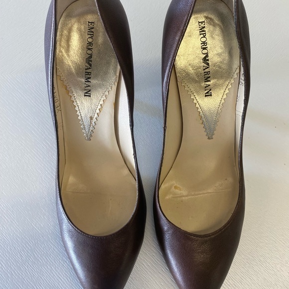 Emporio Armani Brown Leather Heels size‎ 8 - Picture 7 of 9